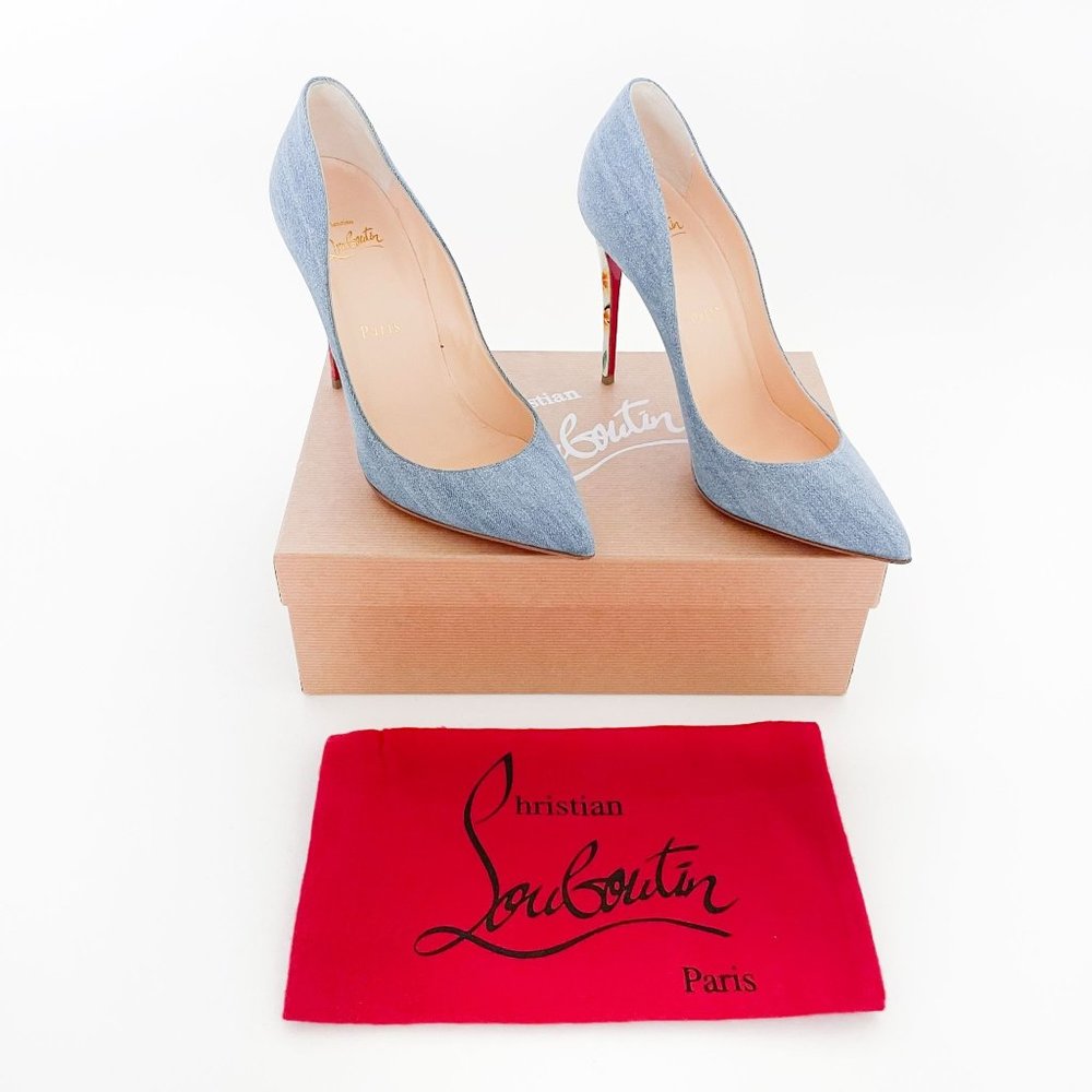 Christian Louboutin Pigalle Follies 100 Pumps EU 39 US 8 Blue Jean Denim Heels